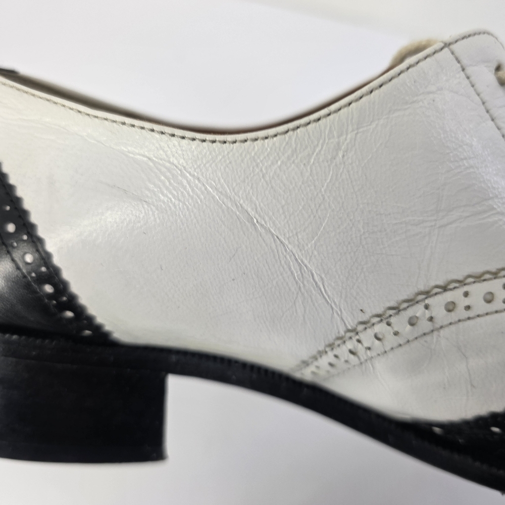 Robert Clergerie Leather Spectator Brogue Wingtip Oxford Shoes Black White Sz5.5 - Picture 13 of 16